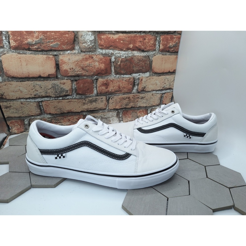 Vans Skate Old Skool Leather White Black Men Size 13 2023 Streetwear Skater Shoe